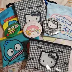 サンリオキャラクターズ 巾着・フラットポーチ・缶バッジまとめ売り