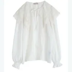 axes femme POETIQUE レースセーラー襟ブラウス