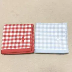 ラルフローレン★ギンガムチェックハンカチ 赤と水色 2枚セット