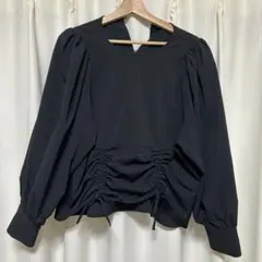 しまむら talbyyumi ドロストリボンブラウス Lサイズ ブラック