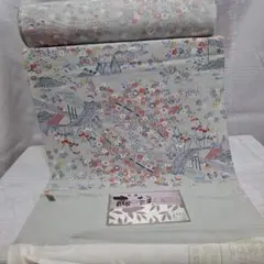【未使用】絹100% 花柄 正絹ちりめん 着物反物