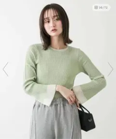 SENSE OF PLACE『洗濯可』スパンコールバイカラーコンパクトセーター