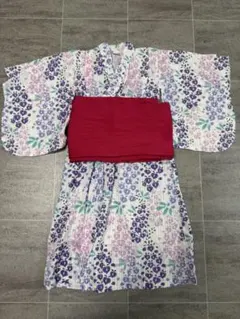 petit main 浴衣 花柄 赤帯付き
