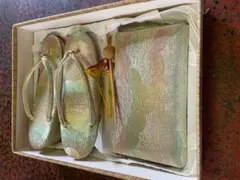 昭和レトロ 草履＆バッグ セット 23cm 箱付き 未使用保管品