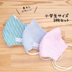 [컬러풀] 입체 천 마스크, 3개 세트, 초등학생, 어린이, 여아, 레몬 리본