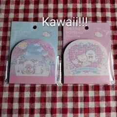 未使用　ダイカットメモ　帳　ふわふわ猫柄　紙もの　パステルカラー　ねこ　ゆめカワ