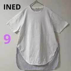 【イネド】INED カットソー　Tシャツ　半袖で　バックストラップ　タック　9のサムネイル