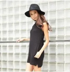 リエンダ 黒 ニット ノースリーブ ミニワンピース