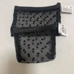 ハート柄メッシュポーチ　2個セット　白&黒のサムネイル