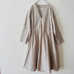 GALERIE VIE コットンストライプウエストギャザーワンピース