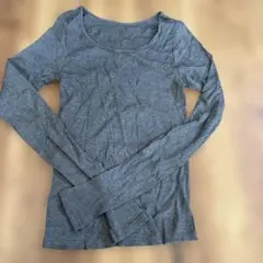 【新品】グレー リブ編み 長袖Tシャツ　Mサイズ　GU