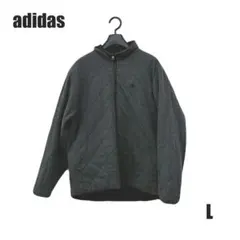 adidas リバーシブル キルティング ジャケット 黒×グレー L 【M9】