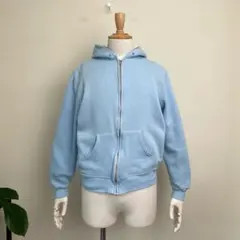 80s 90s ジップパーカー 水色 ライトブルー ヴィンテージ 古着 無地