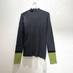 タグ付き美品　hunch やわもちヤーン 袖配色 ハイネックリブニット グレー