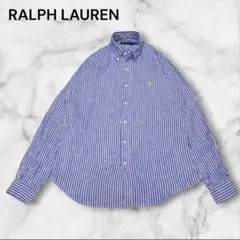 美品✨ラルフローレン リネン100% シャツ 長袖 ストライプ 現行モデル M