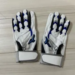 Mizuno バッティング用手袋 Mサイズ ホワイト/ブルー