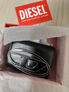 DIESEL 黒 レザー 三つ折財布