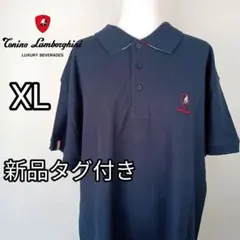 新品 メンズ ランボルギーニ 大きめサイズ XL 綿100 ポロ 半袖 ネイビーのサムネイル