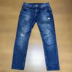 ZARAダメージ加工 ダークブルーストレートデニム　Lサイズ