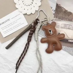 じゃらじゃらキーホルダー　キーチャーム　バッグチャーム　くま　ブラウン