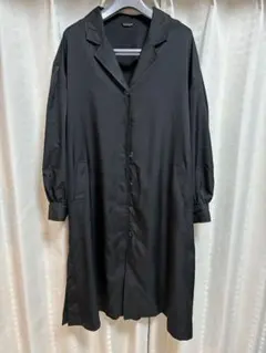 黒 シャツワンピース コート 3L 大きいサイズ ロング丈 ポケット付き