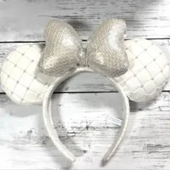 disney ホワイト キルティング カチューシャ