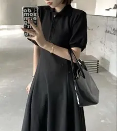 モードレーヌ　ブラックワンピース 半袖