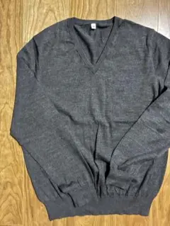 UNIQLO ダークグレー ウール Vネックセーター XL