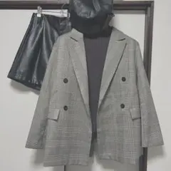 GRL￤ジャケット×レザーパンツ コーデ