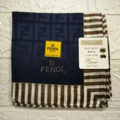 FENDI フェンディ◆シルク混 大判ハンカチ/スカーフ◆ロゴ柄