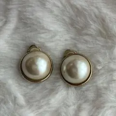 ヴィンテージ　パール　ゴールド　カラー　イヤリング#101