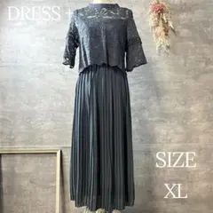 ドレスプラス　ワンピース ドレス レース プリーツ 結婚式　大きいサイズ　XL