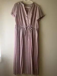 マタニティ、授乳用ピンク プリーツ ワンピース