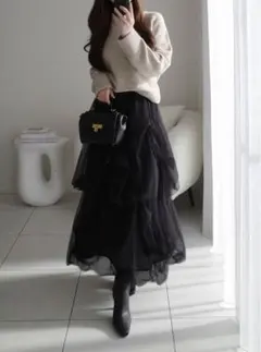 GRL ボリュームチュールフレアロングスカート[dk1550]