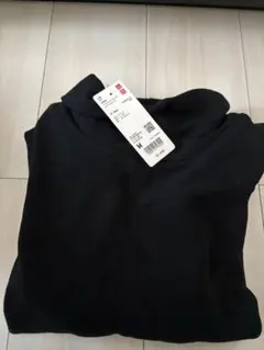 ユニクロ ソフトニットフリース リブハイネックT ブラック　M