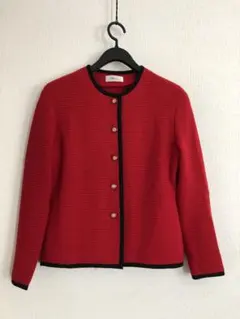 74✨格安✨　赤　黒　ニット　カーディガン　上品　Midage M