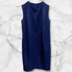 ユアーズ ＊ ノースリーブロングワンピース Aライン 上品 絞りデザイン 紺 夏のサムネイル