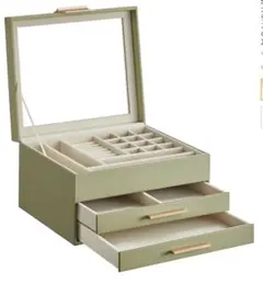 新品未使用ジュエリーボックスアクセサリーケース3段式 引き出しアボカドグリーン