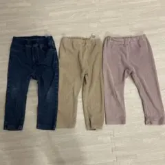 無印良品レギンスセット 90cm デニム ベージュ ピンク