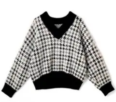 グレイル GRL ニット Vネックニット 千鳥柄　M 【ac2047】