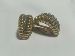 ゴールド クリスタルストーン イヤリング　ビンテージ　E1994刻印あり