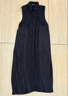 【ザラZARA良品】2wayロングワンピース プリーツワンピース ジレ/黒