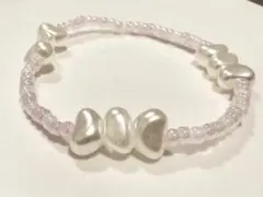 推しカラー パールリボンのブレスレット ❁⃘ビーズブレスレット❁⃘ No.5