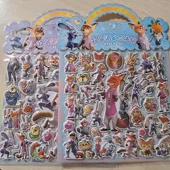 [匿名発送] ズートピア　シール　3D　ぷくぷく　ニック　2点セット(4枚)