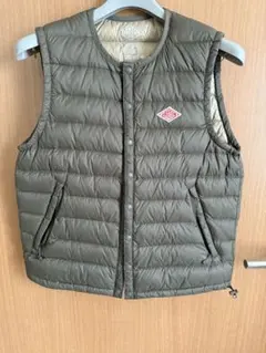 【美品】ダントン　クルーネックインナーダウンベスト　レディース　カーキ　34