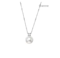 パール ダイヤ ネックレス シルバー 1粒 サージカルステンレス 新品