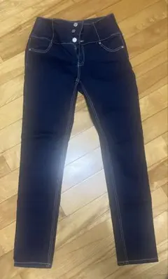 ダークブルー スキニーパンツ ハイウエスト
