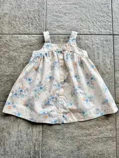 ベージュ 花柄 ノースリーブ ワンピース