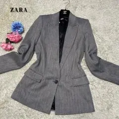 【新品未使用】ZARA　テーラードジャケット　ヘリンボーン　USA XS　グレー