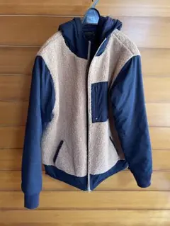 フリースジャケット ベージュ ネイビー